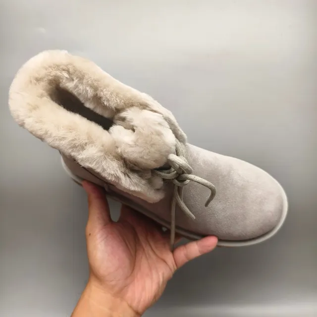 UGG Tasman Light Gray Suede Shearling Cuff Snow Boot 3