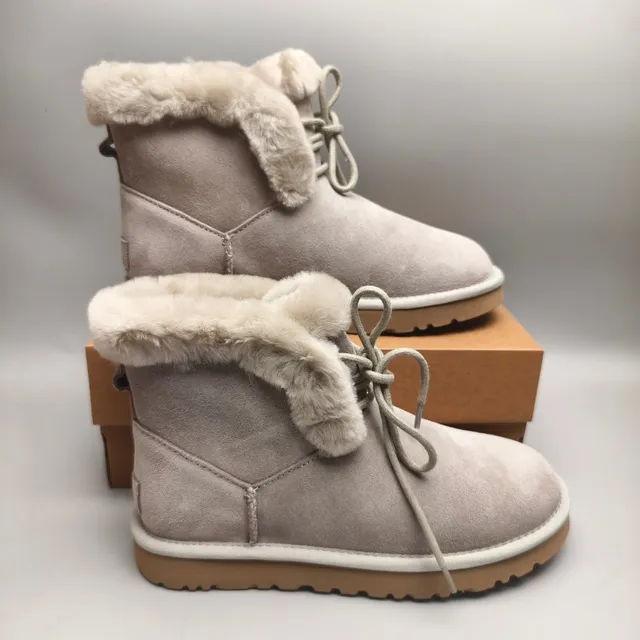 UGG Tasman Light Gray Suede Shearling Cuff Snow Boot 5