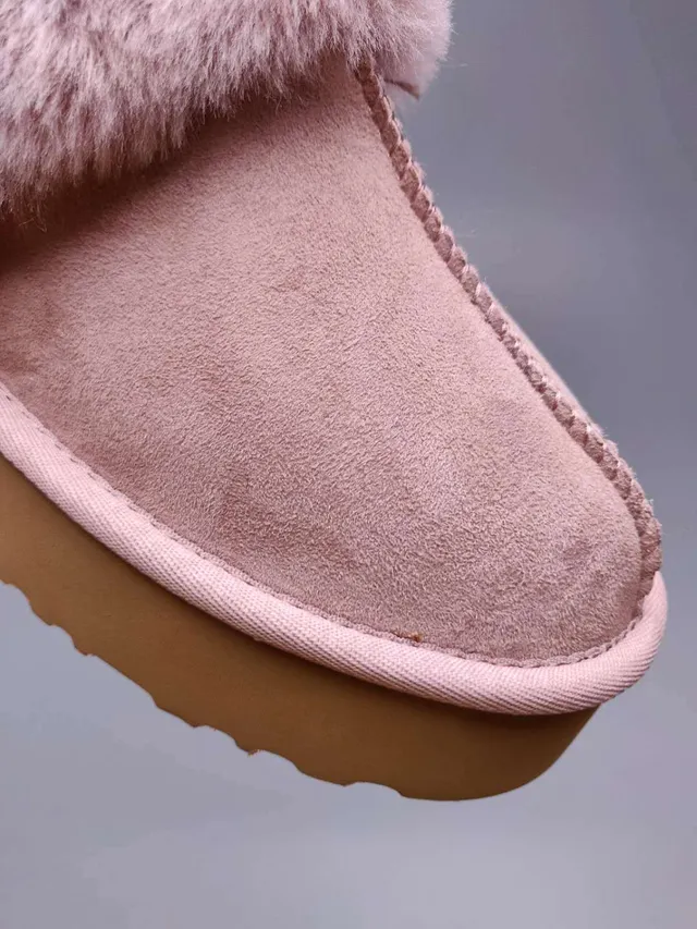 UGG Tasman أحذية كاجوال منصة وردي وبني مزين بشيرلينج 2