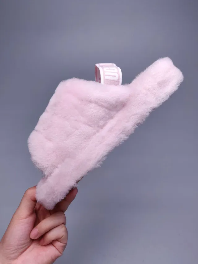 UGG Tasman गुलाबी फ्लफी शियरलिंग स्लाइड चप्पल 2