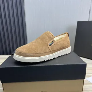 UGG Tasman Tan Suede Shearling-Lined Slip-On Loafers