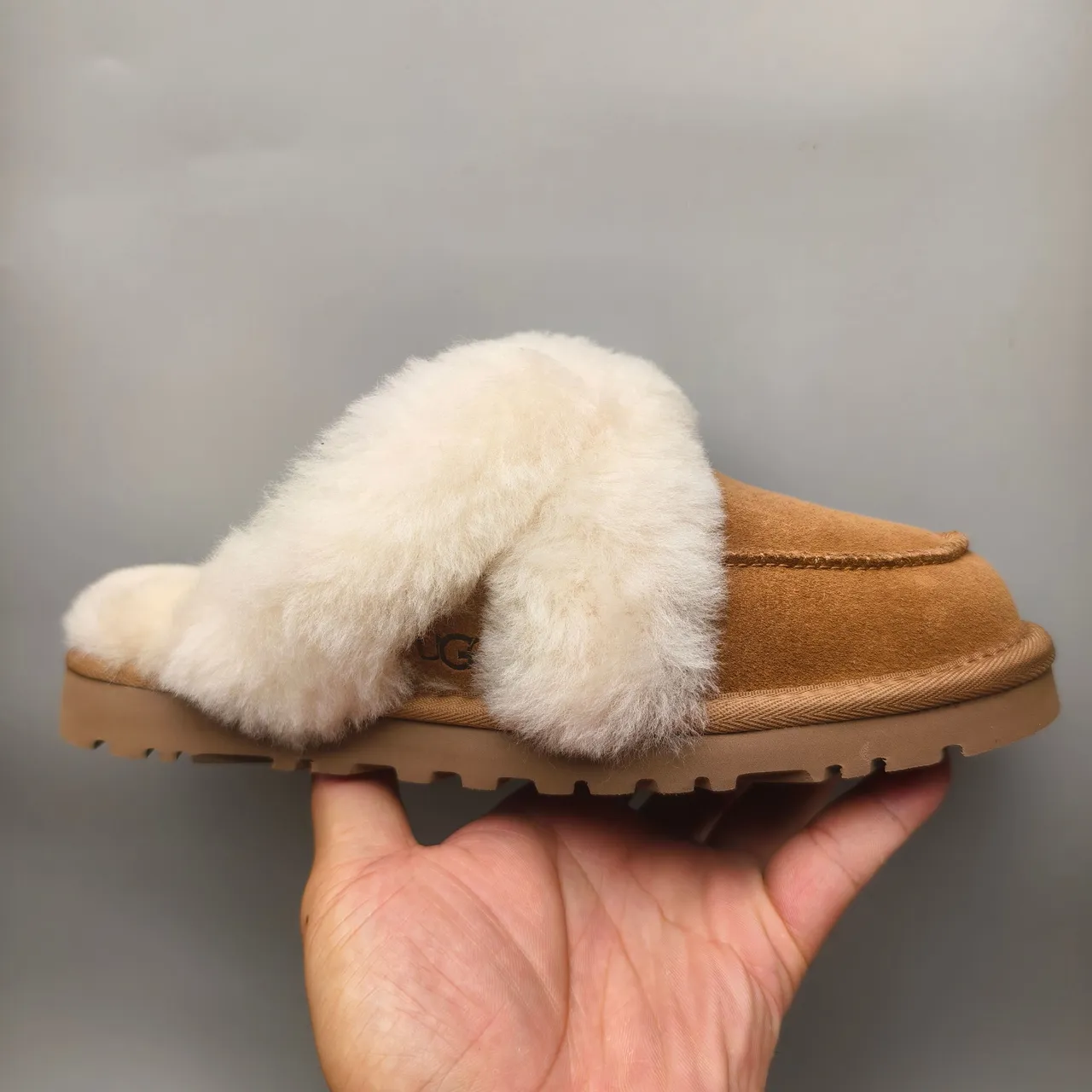 UGG Tasman Tan Suede Shearling-Lined Slippers 2