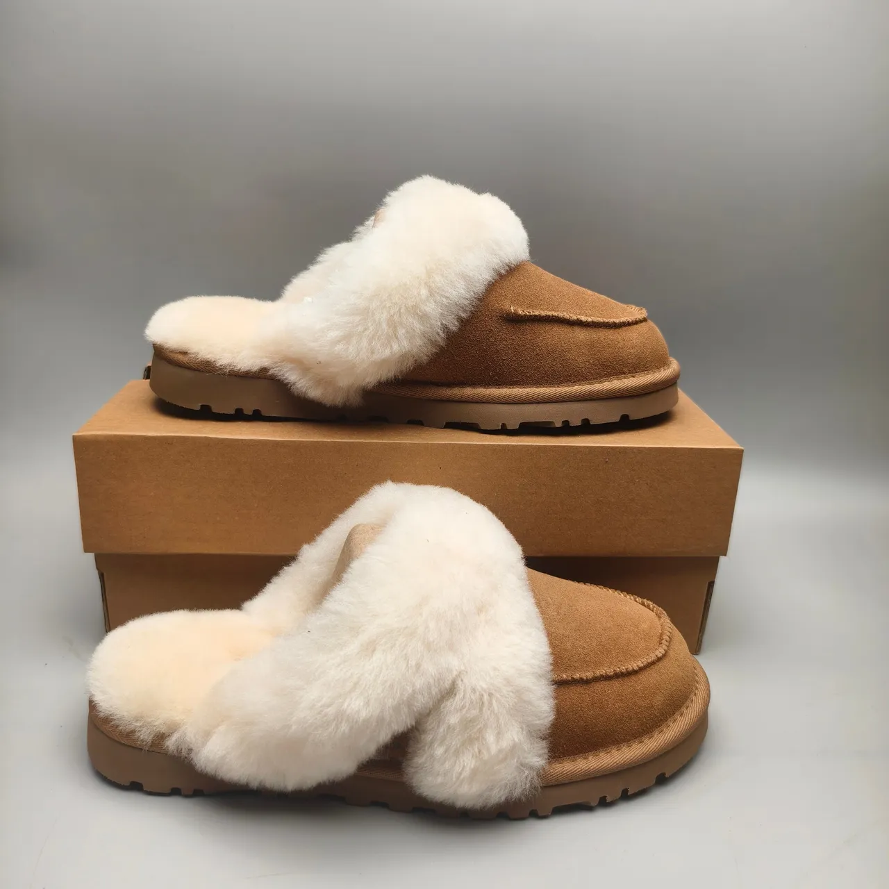 UGG Tasman Tan Suede Shearling-Lined Slippers 5