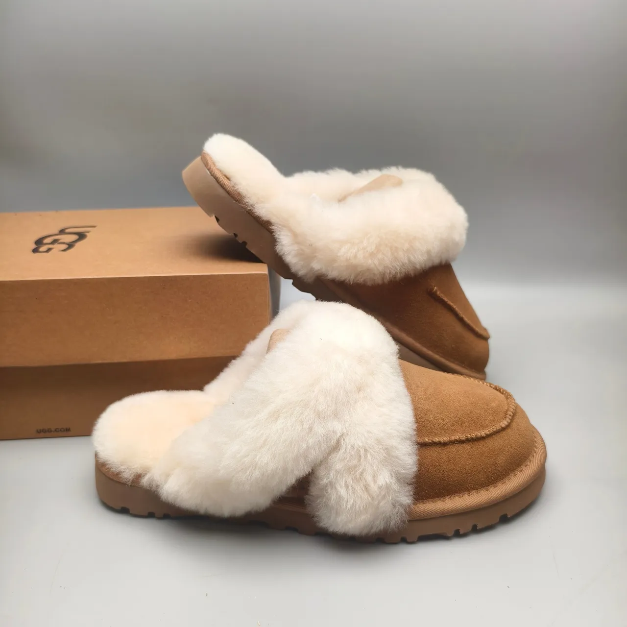 UGG Tasman Tan Suede Shearling-Lined Slippers 6