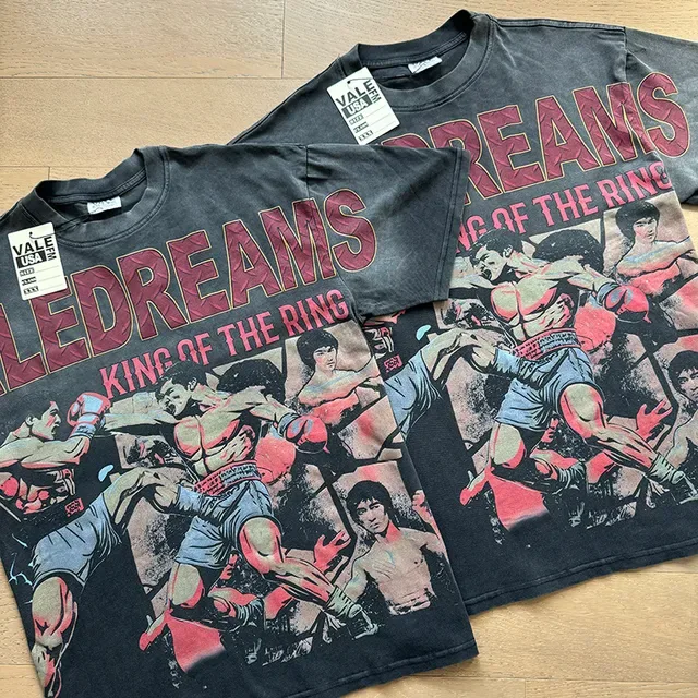 Camiseta Vale Forever de lavado ácido con estampado gráfico temática de boxeo 2