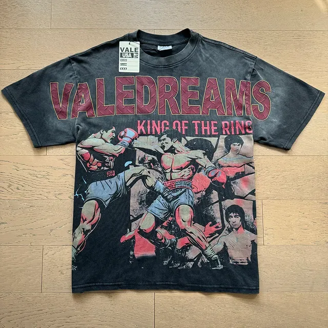 Camiseta Vale Forever de lavado ácido con estampado gráfico temática de boxeo 3