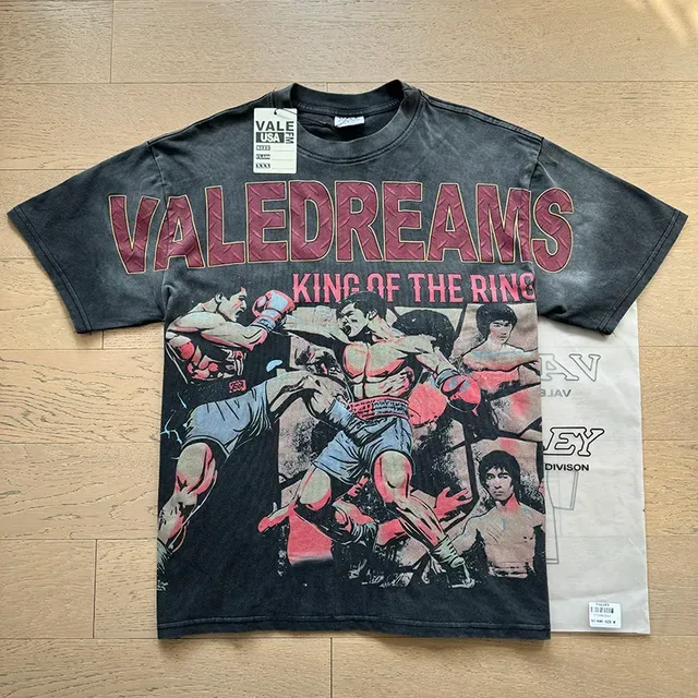 Camiseta Vale Forever de lavado ácido con estampado gráfico temática de boxeo 4