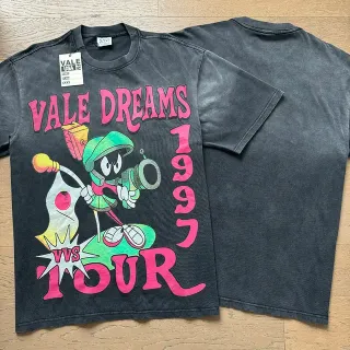 Vale Forever Vale Dreams 1997 Tour অ্যাসিড-ওয়াশ কালো গ্রাফিক টি-শার্ট