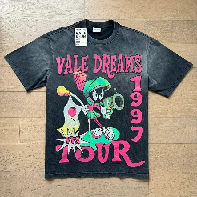 تيشيرت جرافيك أسود بغسيل حمضي Vale Forever Vale Dreams 1997 Tour 5