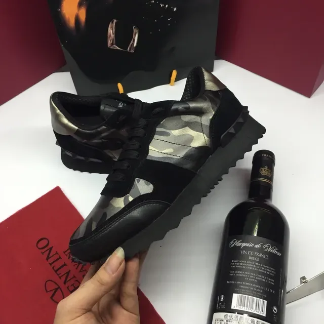 Valentino Preto Multicolor Camuflado Painel Metálico Etiqueta de Calcanhar Tênis Lifestyle 2