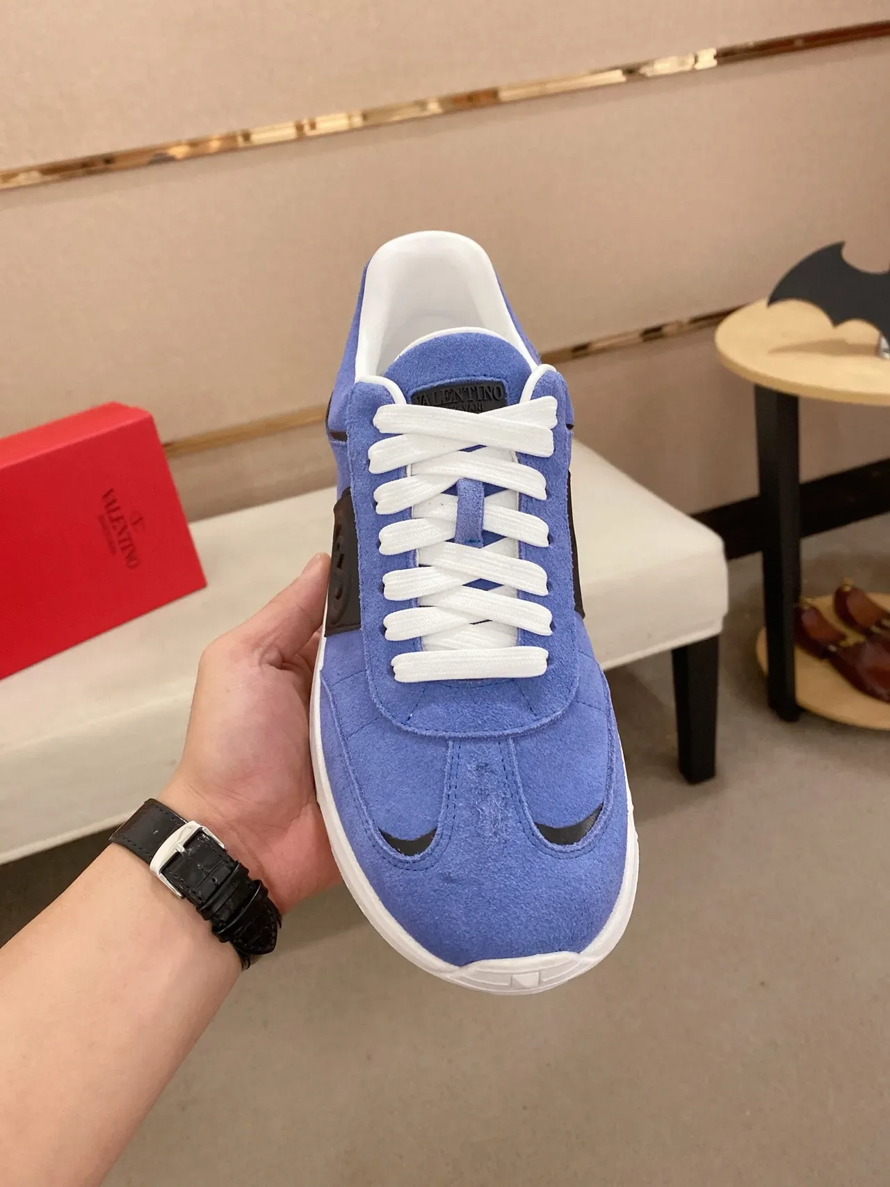 Valentino Daim Bleu Noir Partie Supérieure Panneau Latéral VLOGO Chaussures Lifestyle 2
