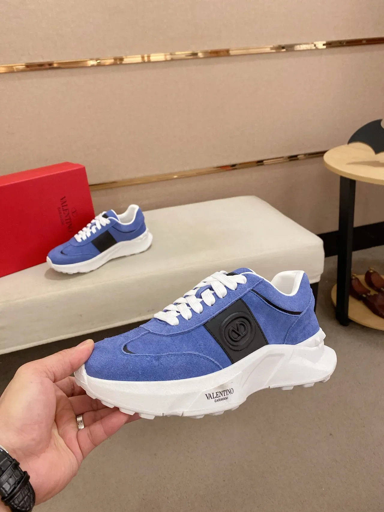 Valentino Daim Bleu Noir Partie Supérieure Panneau Latéral VLOGO Chaussures Lifestyle 3