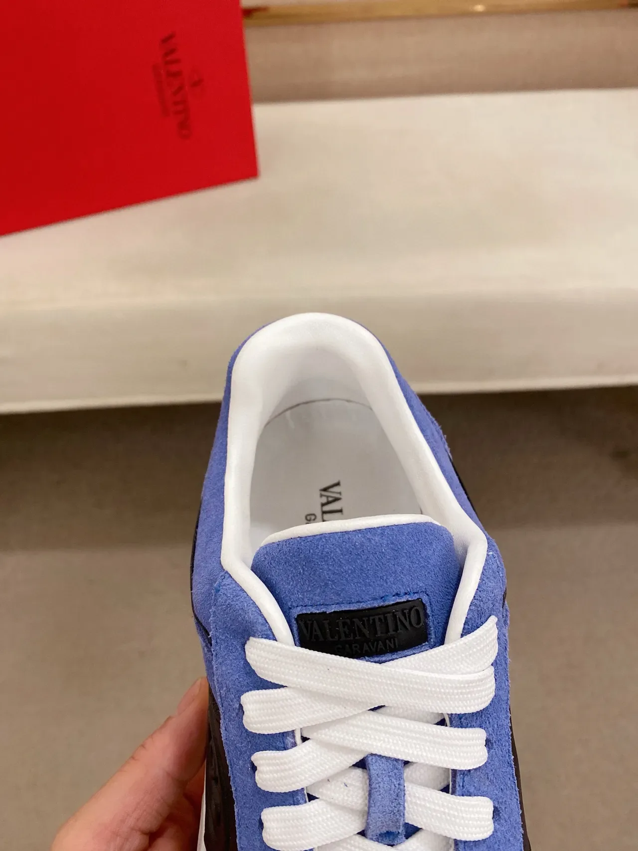 Valentino Daim Bleu Noir Partie Supérieure Panneau Latéral VLOGO Chaussures Lifestyle 6