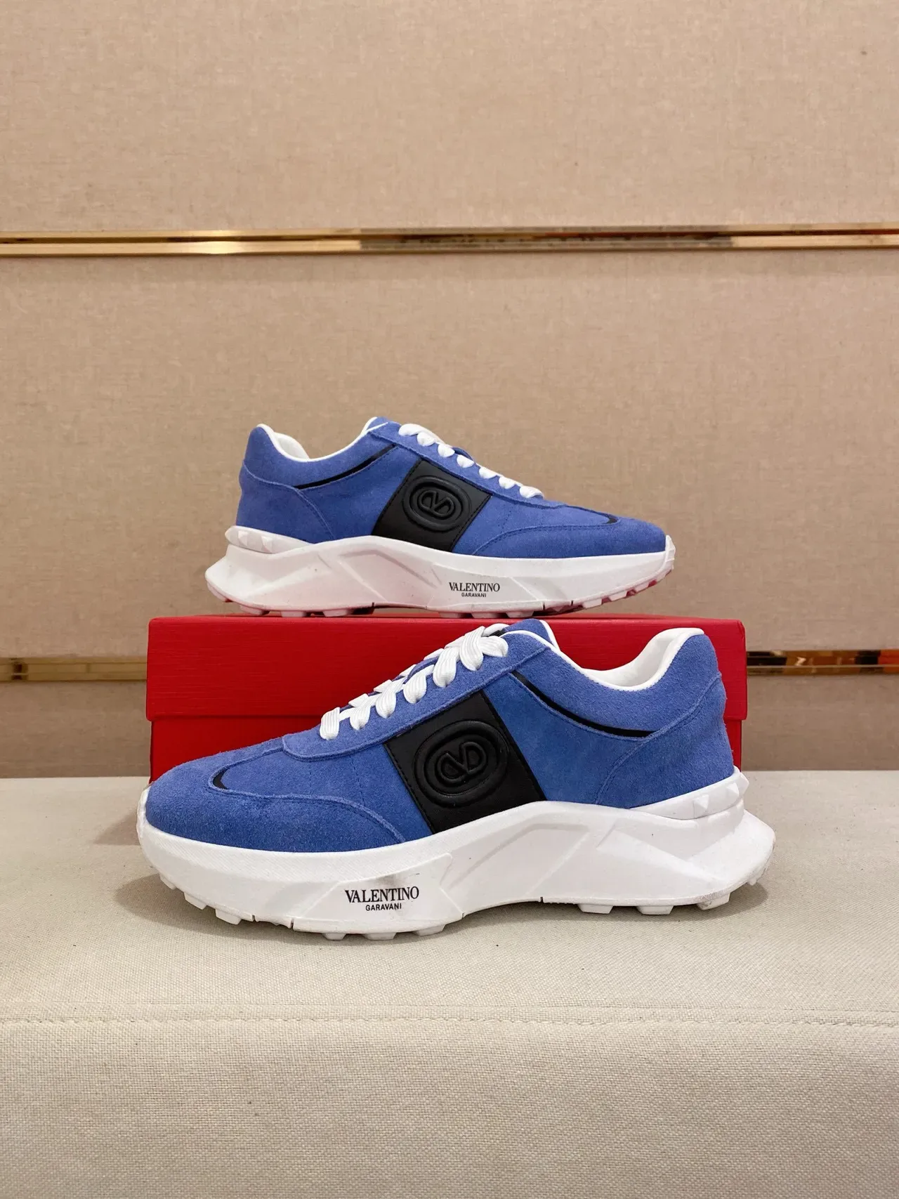 Valentino Daim Bleu Noir Partie Supérieure Panneau Latéral VLOGO Chaussures Lifestyle 7