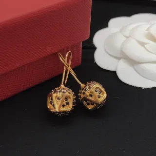 Valentino Gold Black Pavé Sphere VLOGO Cutout Earrings