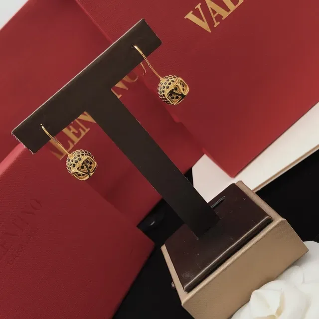 Valentino Gold Black Pavé Sphere VLOGO Boucles d'oreilles découpées 2