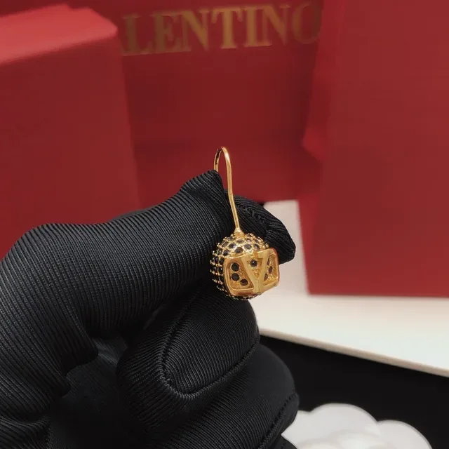 Valentino Gold Black Pavé Sphere VLOGO Boucles d'oreilles découpées 5