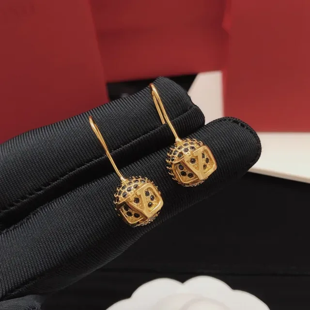 Valentino Gold Black Pavé Sphere VLOGO Boucles d'oreilles découpées 6
