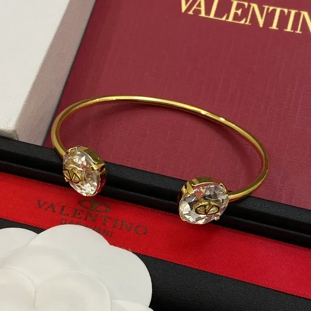 Valentino Gold Multicolor Open Bangles Rectangular Gem-Set Hardware Bracelet 4