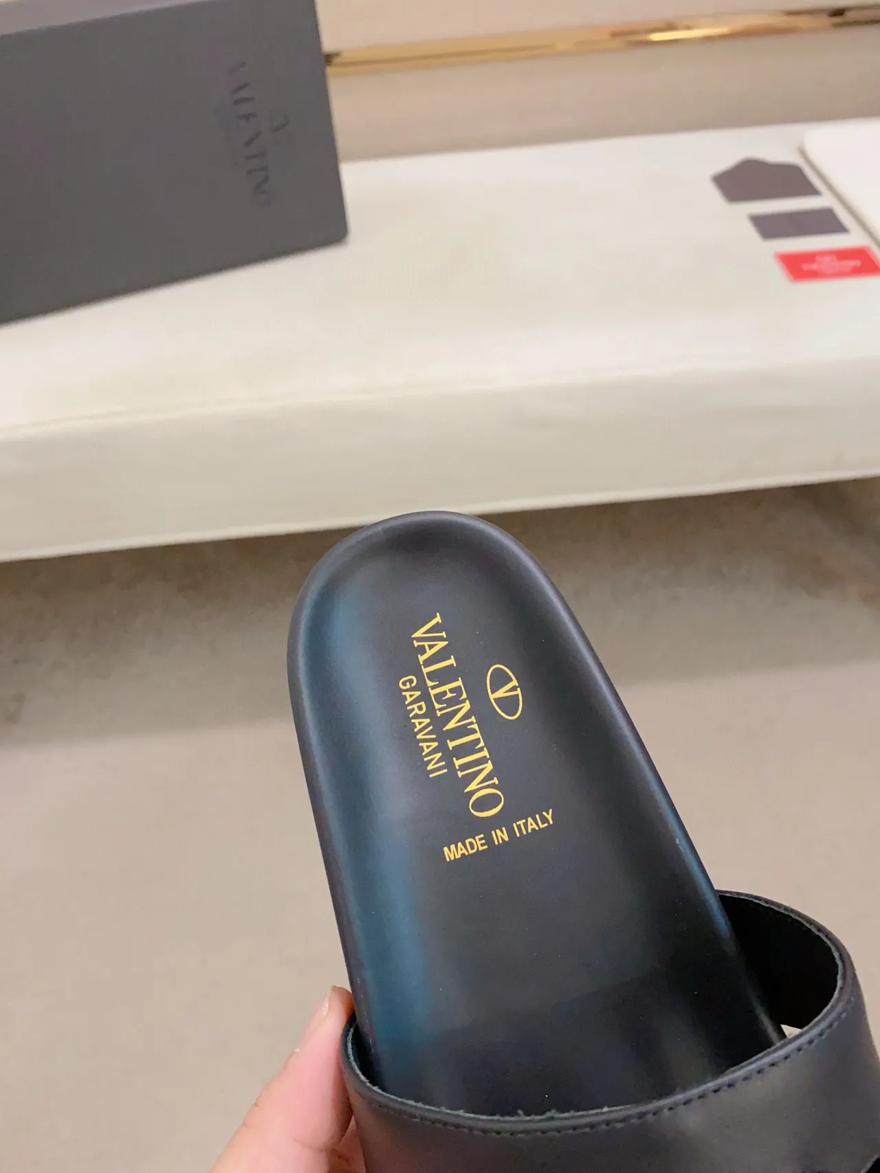 Valentino Ouvert Noir Marine à double bride Métal VLogo Boucle Sandales 8