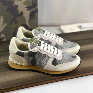 Valentino Rockstud Camouflage Mesh and Suede Lifestyle Sneakers