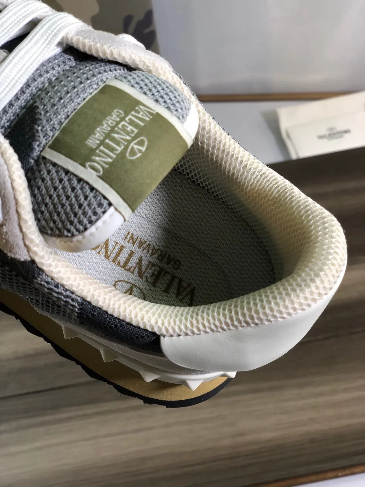 Valentino Rockstud Camouflage Mesh and Suede Lifestyle Sneakers 2