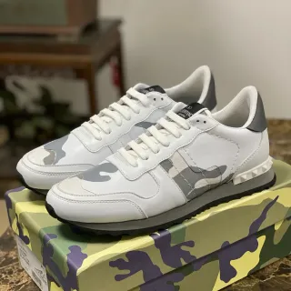 Valentino Rockstud Camuflaje Blanco Gris Zapatillas Lifestyle