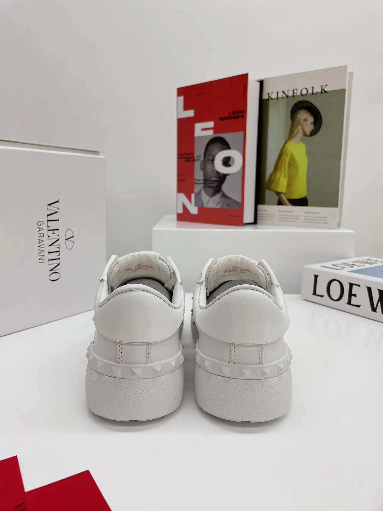 Valentino Rockstud Untitled White and Pink Studded Platform Lifestyle Sneakers 3