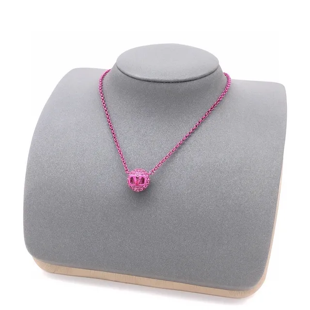 Valentino VLogo Ball Pavé Crystal Pink collier 2