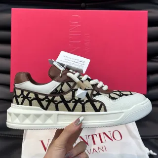 Valentino VLTN Monogram Beige Black Brown White Lifestyle Sneakers