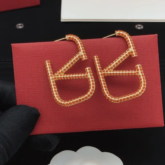 Boucles d'oreilles Valentino VLTN Pavé Cristal Ambre doré 2