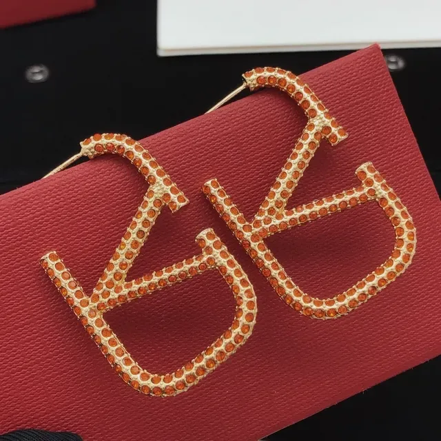Boucles d'oreilles Valentino VLTN Pavé Cristal Ambre doré 3
