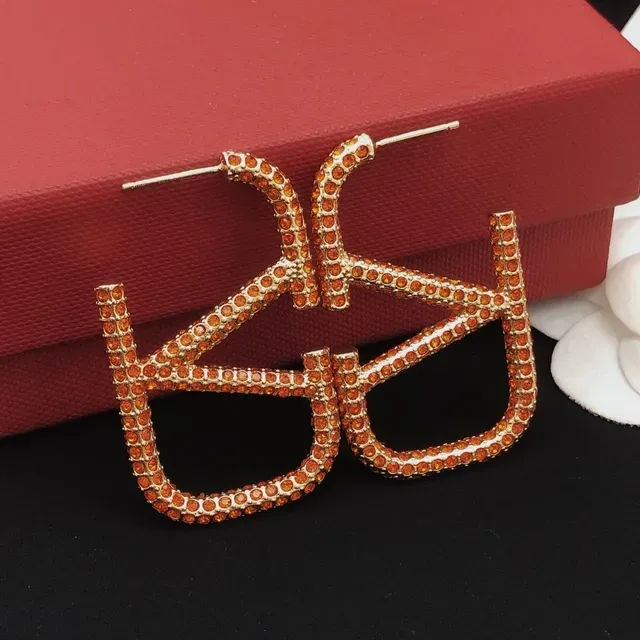 Boucles d'oreilles Valentino VLTN Pavé Cristal Ambre doré 4
