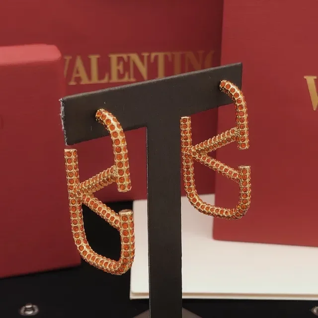 Boucles d'oreilles Valentino VLTN Pavé Cristal Ambre doré 5