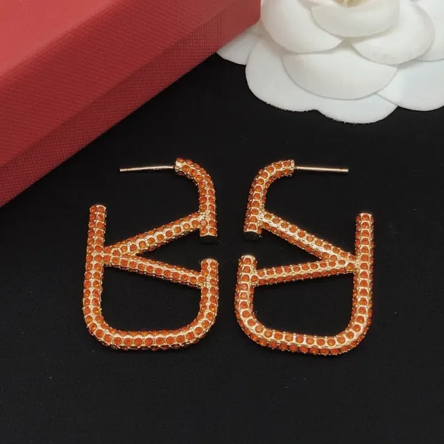 Boucles d'oreilles Valentino VLTN Pavé Cristal Ambre doré 6