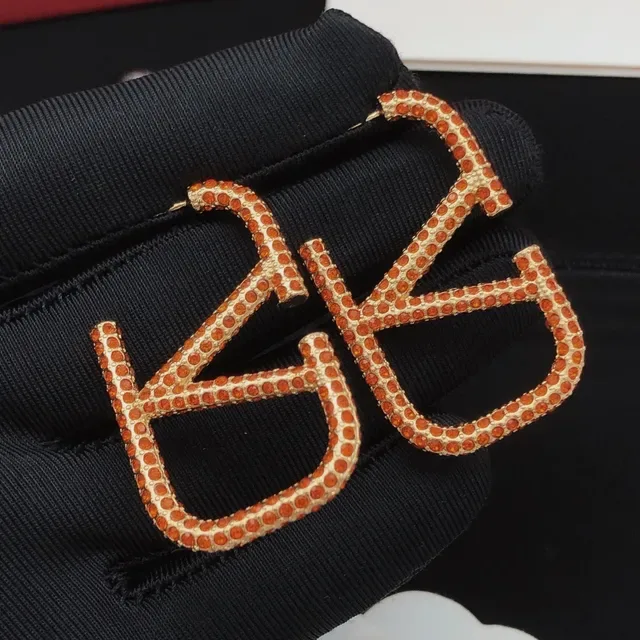 Boucles d'oreilles Valentino VLTN Pavé Cristal Ambre doré 8