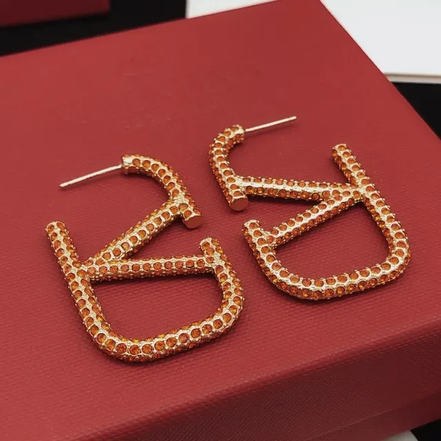 Boucles d'oreilles Valentino VLTN Pavé Cristal Ambre doré 9