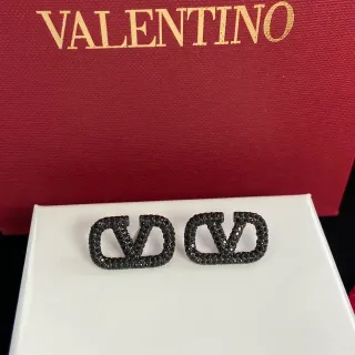 Valentino VLTN Pavé Black Stone Stud Earrings