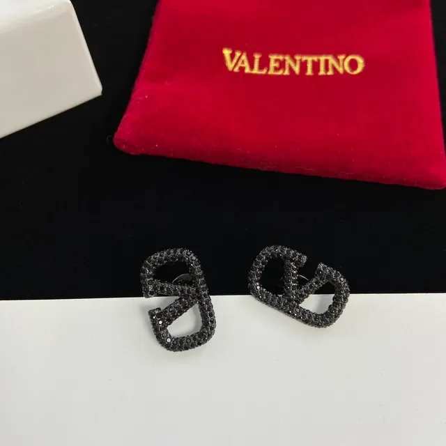 Valentino VLTN Pavé Black Stone Stud Earrings 5