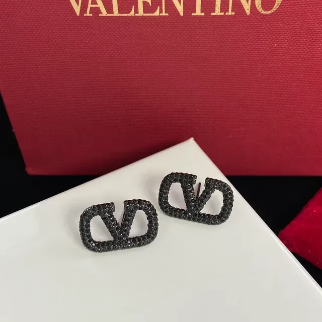Valentino VLTN Pavé Black Stone Stud Earrings 6