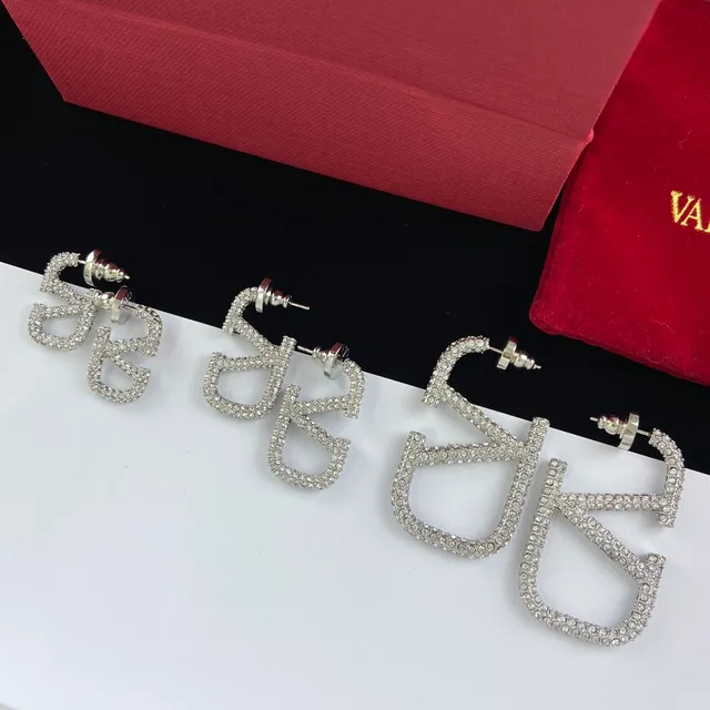 瓦伦蒂诺 VLTN Pavé Crystal Logo 耳钉和耳圈 5