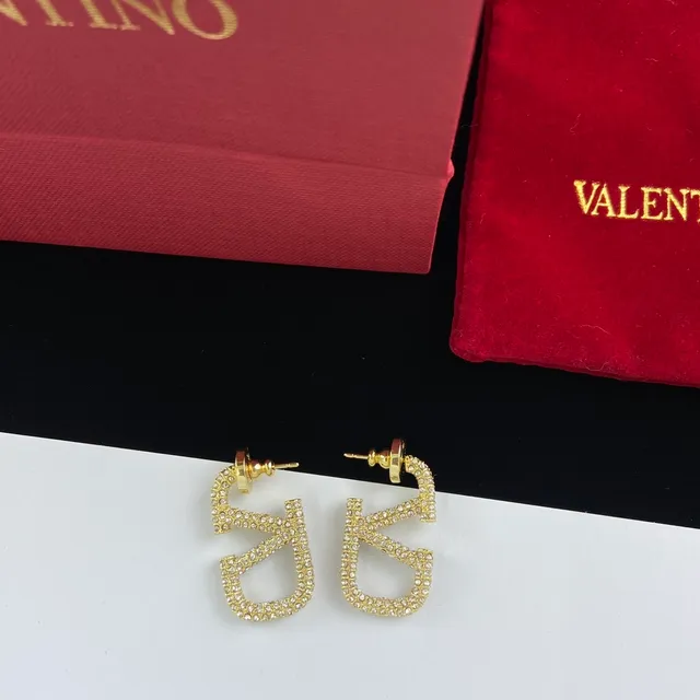 瓦伦蒂诺 VLTN Pavé Crystal Logo 耳钉和耳圈 7