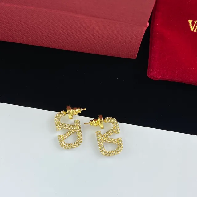 瓦伦蒂诺 VLTN Pavé Crystal Logo 耳钉和耳圈 8