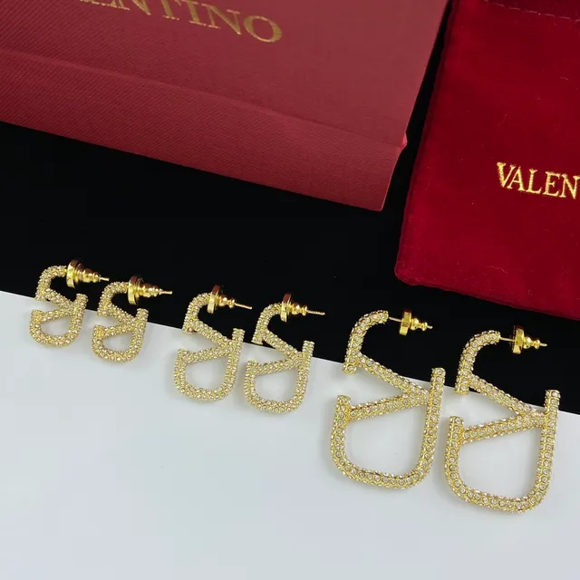 瓦伦蒂诺 VLTN Pavé Crystal Logo 耳钉和耳圈 9