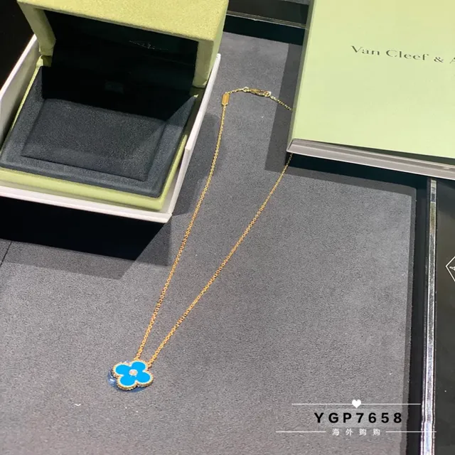 Van Cleef & Arpels Alhambra قلادة المينا الأزرق للكلفر ذو الأوراق الأربعة 2