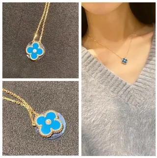 Van Cleef & Arpels Alhambra قلادة المينا الأزرق للكلفر ذو الأوراق الأربعة 6