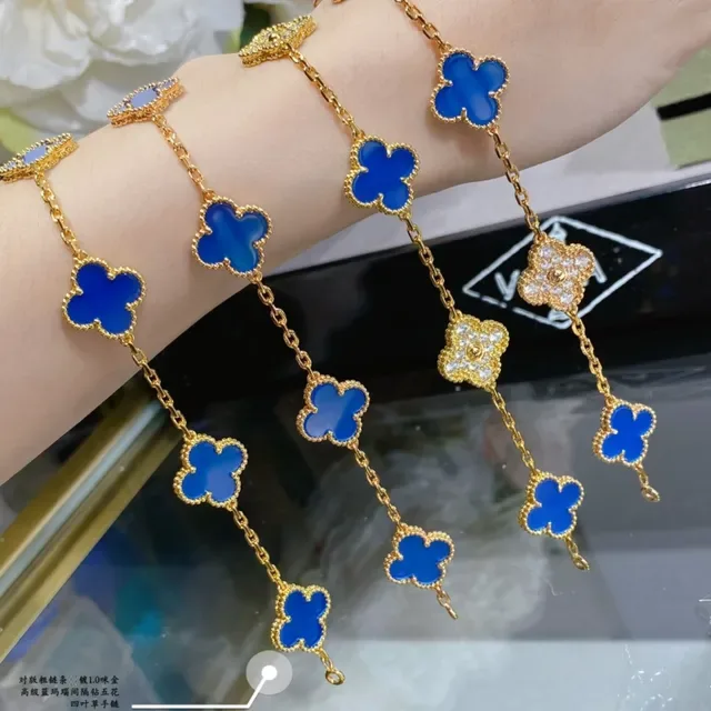 Van Cleef & Arpels Alhambra Émail Bleu et Chaîne Pavé Or 2
