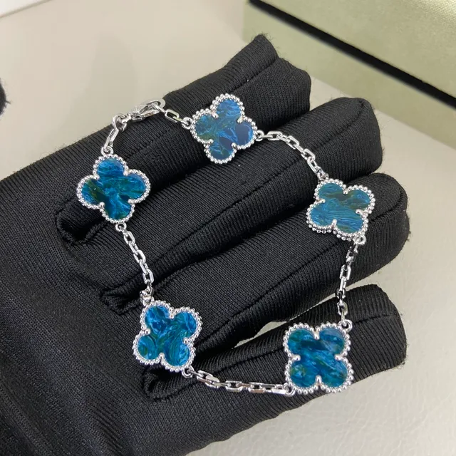 Van Cleef & Arpels Alhambra Blue Enamel Four-Leaf Clover Bracelets 2
