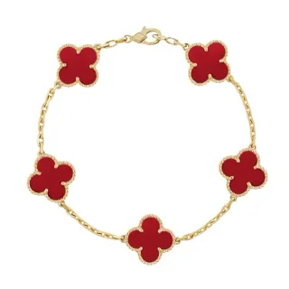 Van Cleef & Arpels Alhambra خمس نقشات طلاء أحمر سوار ذهبي