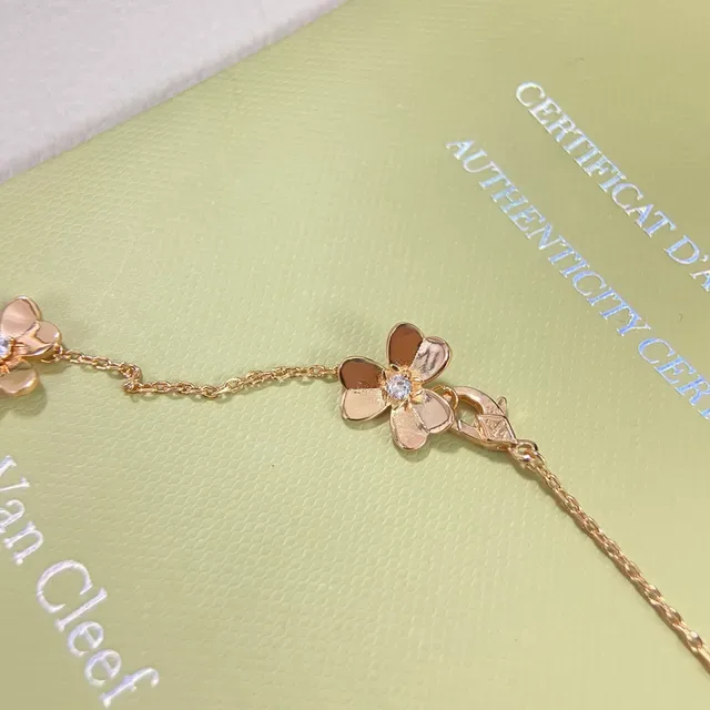 Van Cleef & Arpels Alhambra Floral Motif Gold and Diamond Necklace 3